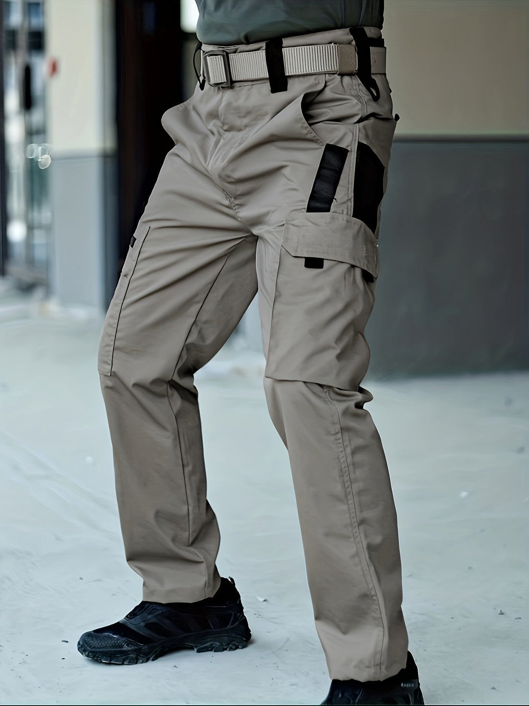 Trendy Plain Men's Cargo Trousers - Lars-Gray-S-Nora Luxe