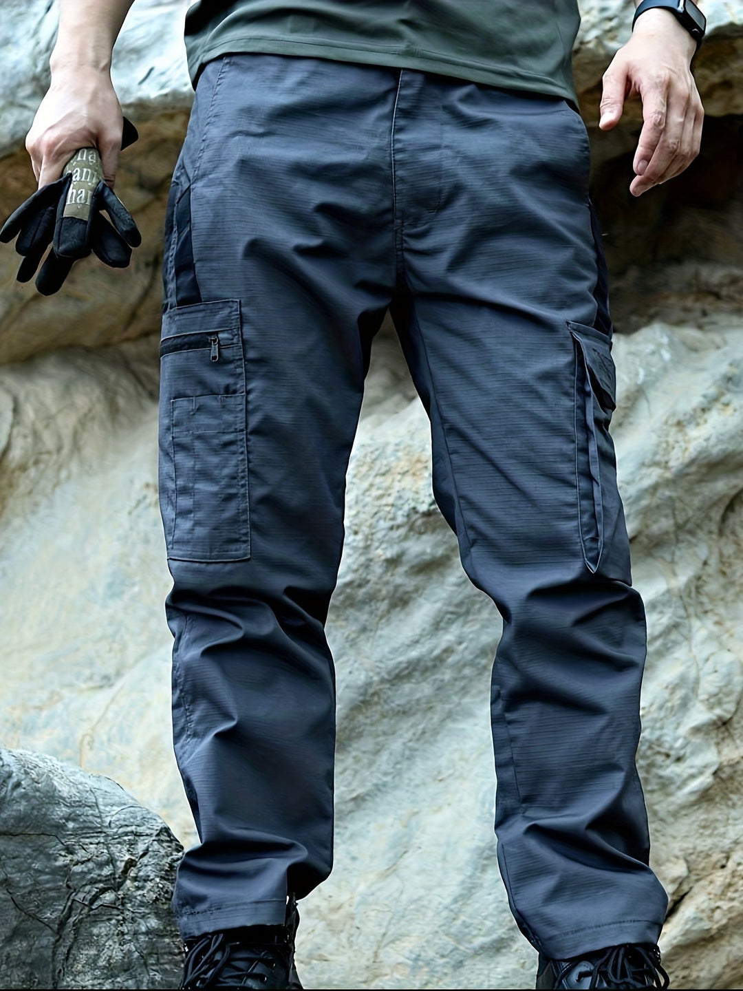 Trendy Plain Men's Cargo Trousers - Lars-Gray-S-Nora Luxe