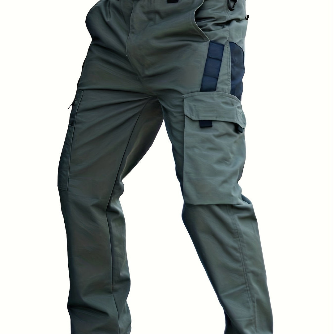 Trendy Plain Men's Cargo Trousers - Lars-Olive Green-S-Nora Luxe