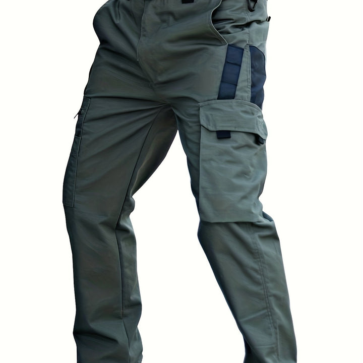 Trendy Plain Men's Cargo Trousers - Lars-Olive Green-S-Nora Luxe