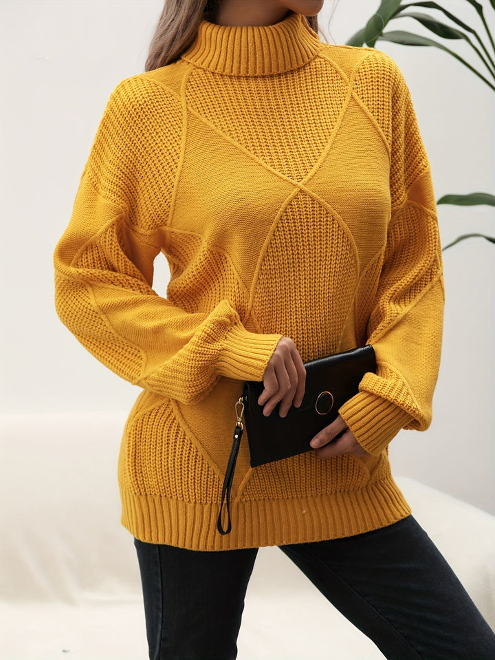 Trendy Plain Turtleneck - Selena-Yellow-S-Nora Luxe