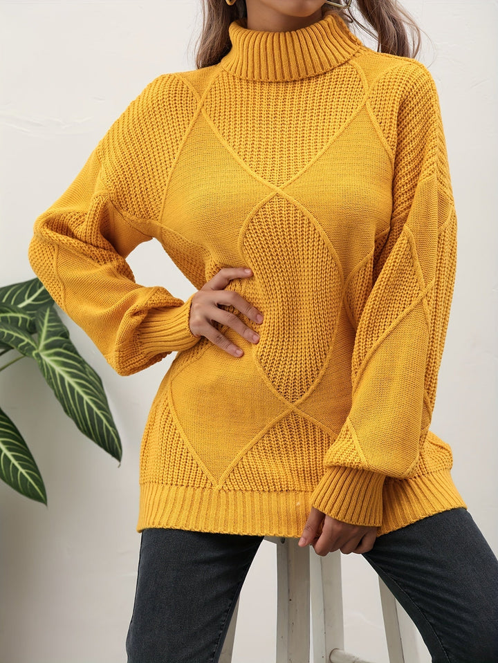 Trendy Plain Turtleneck - Selena-Yellow-S-Nora Luxe