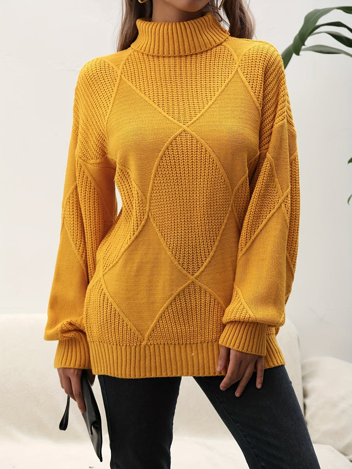 Trendy Plain Turtleneck - Selena-Yellow-S-Nora Luxe