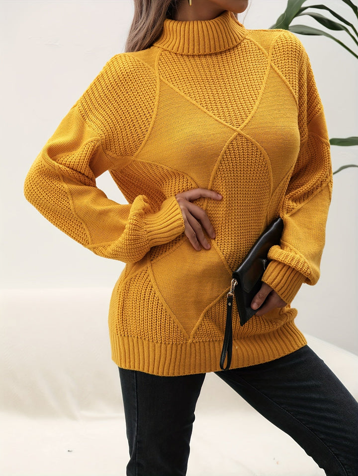 Trendy Plain Turtleneck - Selena-Yellow-S-Nora Luxe