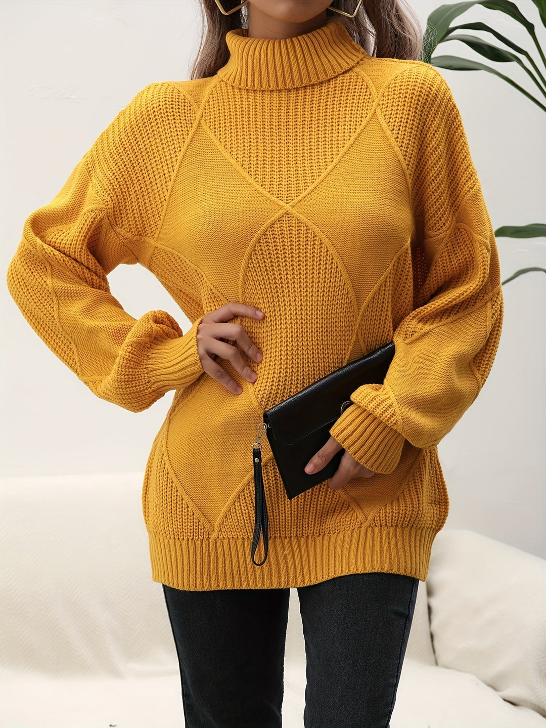 Trendy Plain Turtleneck - Selena-Yellow-S-Nora Luxe