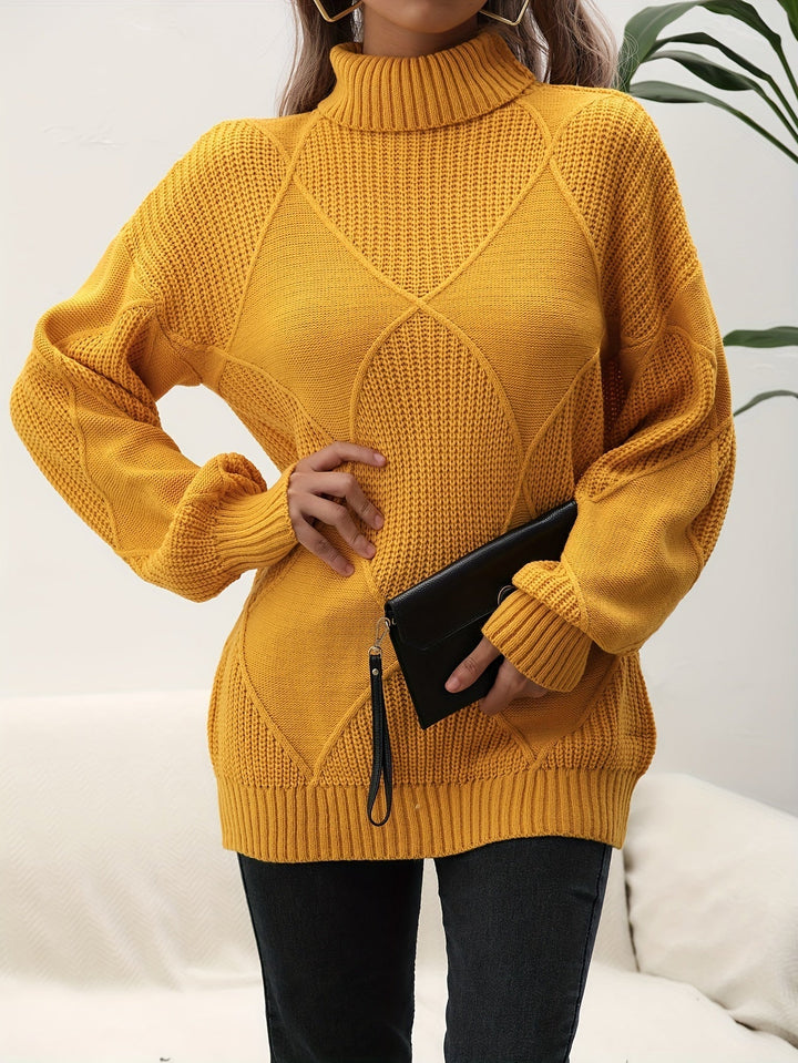 Trendy Plain Turtleneck - Selena-Yellow-S-Nora Luxe