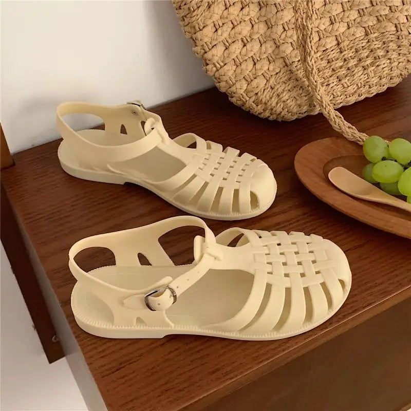 Trendy platform sandals in Korean style for women - Alina-Apricot-3.5-Nora Luxe