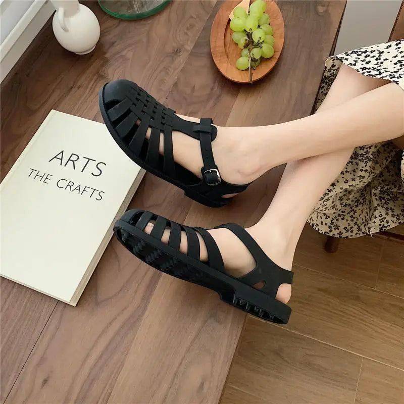Trendy platform sandals in Korean style for women - Alina-Rose pink-3.5-Nora Luxe