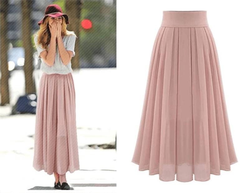 Trendy Pleated Maxi Skirt with High Waist – Mirella-S-Nora Luxe