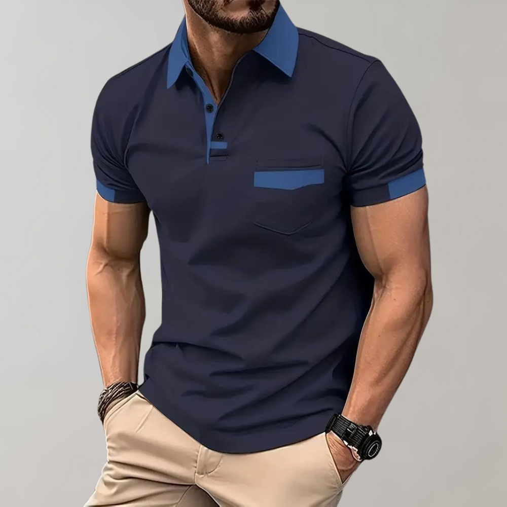 Trendy Polo Shirt for Men - Leo-Marine blue-S-Nora Luxe