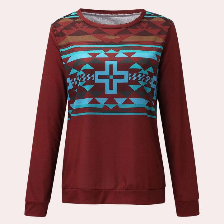 Trendy Printed Women's Sweatshirt - Sienna-Red-XS-Nora Luxe