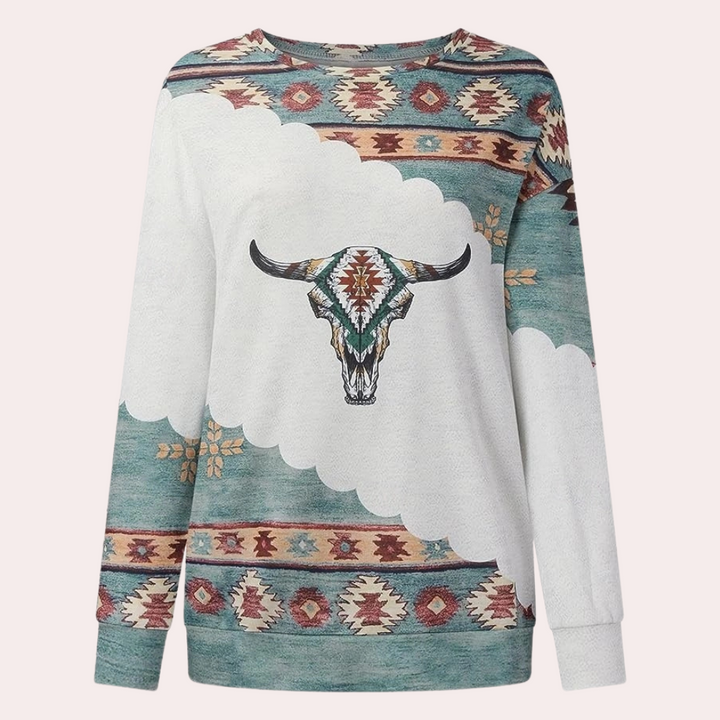 Trendy Printed Women's Sweatshirt - Sienna-White-XS-Nora Luxe