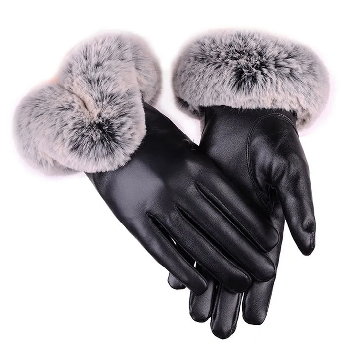 Trendy PU Leather Gloves - SilkGlide-Black-Nora Luxe
