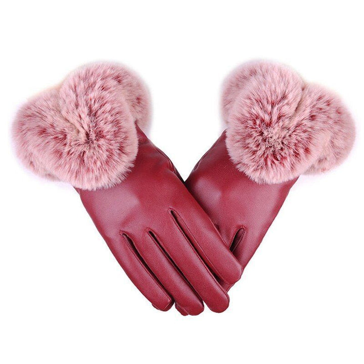 Trendy PU Leather Gloves - SilkGlide-Bordeaux-Nora Luxe