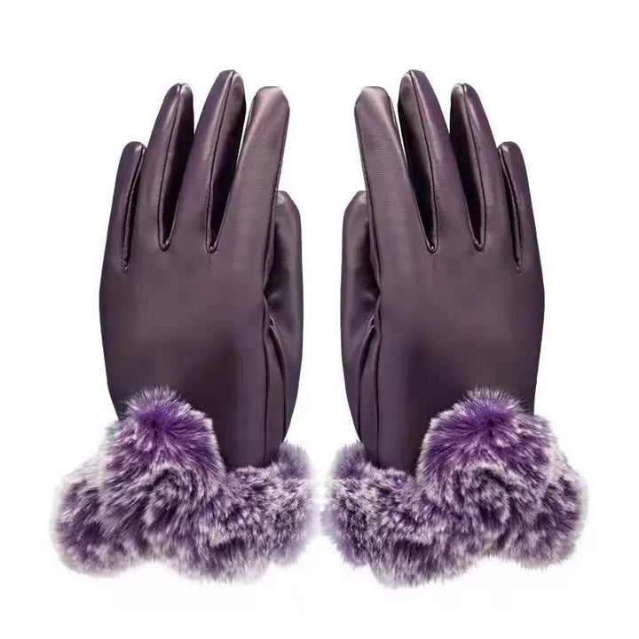 Trendy PU Leather Gloves - SilkGlide-Purple-Nora Luxe