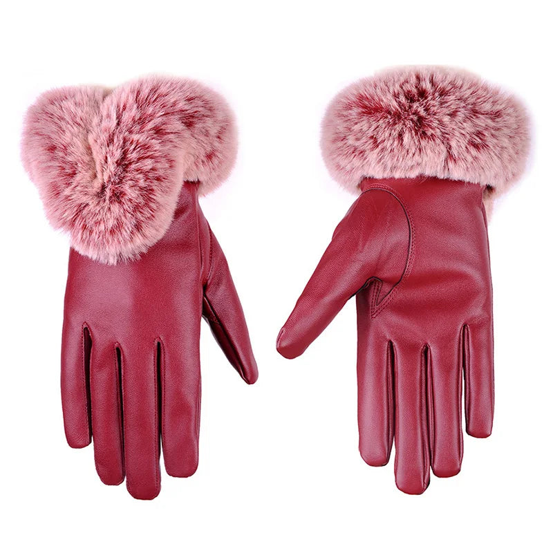 Trendy PU Leather Gloves - SilkGlide-Purple-Nora Luxe