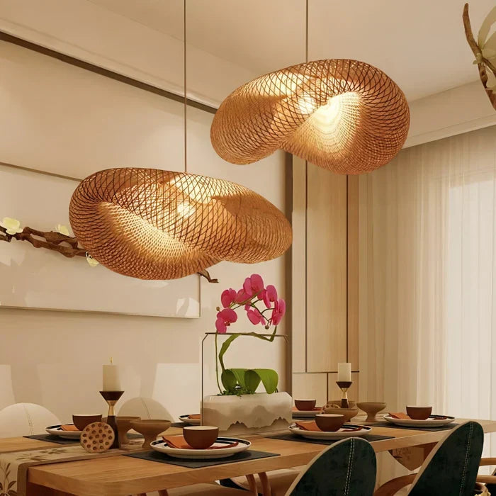 Trendy Rattan Pendant Light - NaturGlow-A-15.75 in-Nora Luxe