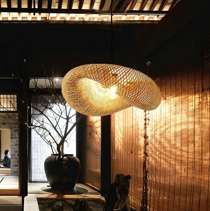 Trendy Rattan Pendant Light - NaturGlow-A-15.75 in-Nora Luxe
