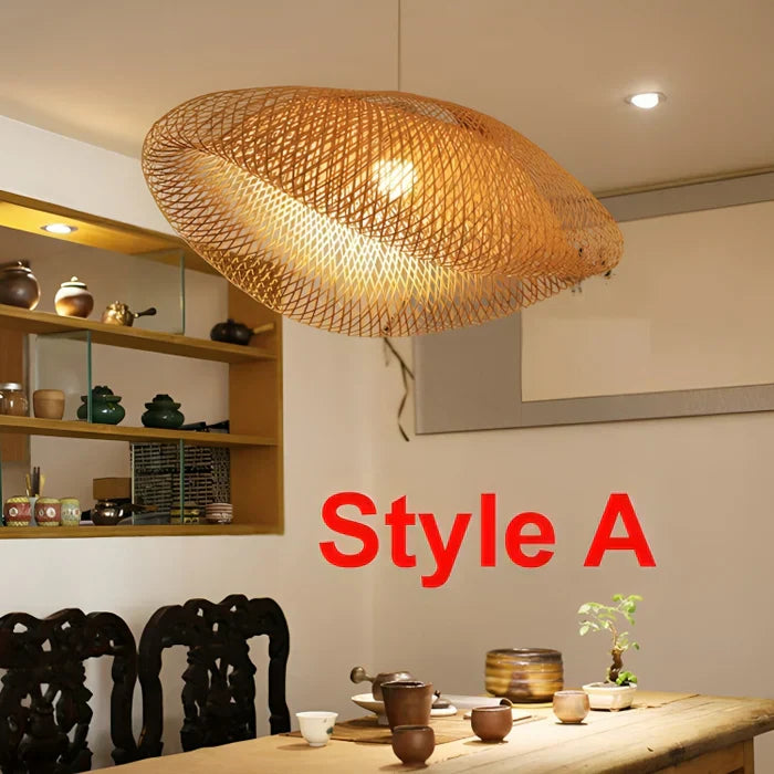 Trendy Rattan Pendant Light - NaturGlow-A-15.75 in-Nora Luxe