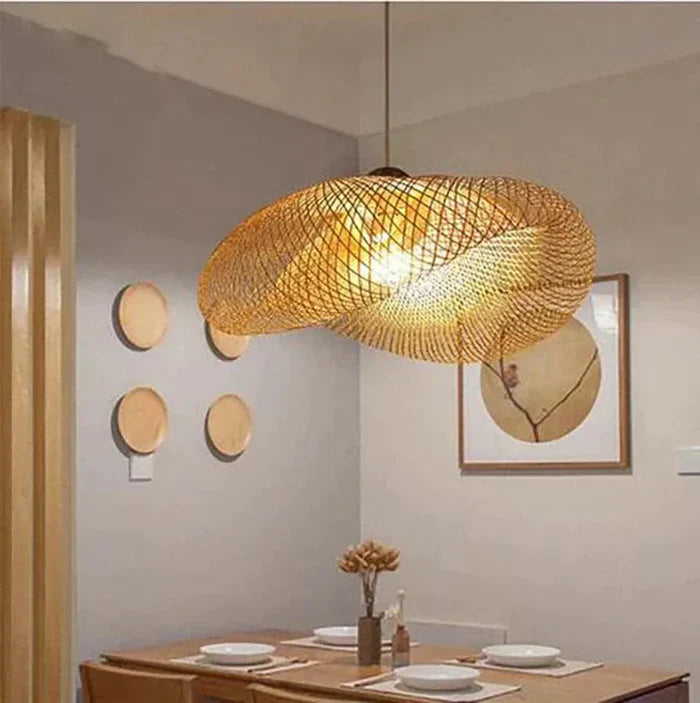 Trendy Rattan Pendant Light - NaturGlow-A-15.75 in-Nora Luxe