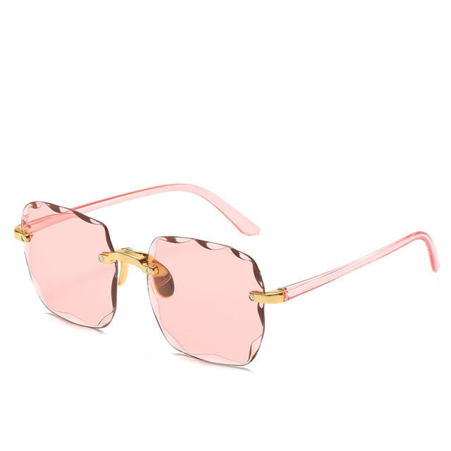 Trendy Rimless Sunglasses with UV400 Protection in Vintage Style – Clea-Light Pink-Nora Luxe