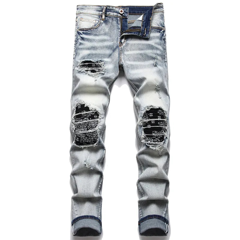 Trendy Ripped Men's Jeans - Jaxon-Light grey Vintage-28-The Livary