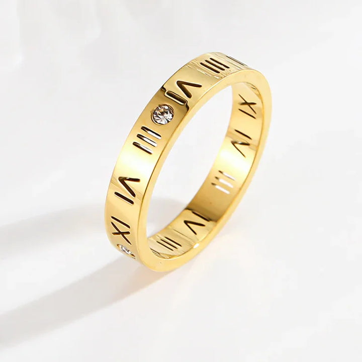 Trendy Roman Numeral Ring - Aurielle-5-Gold-Nora Luxe