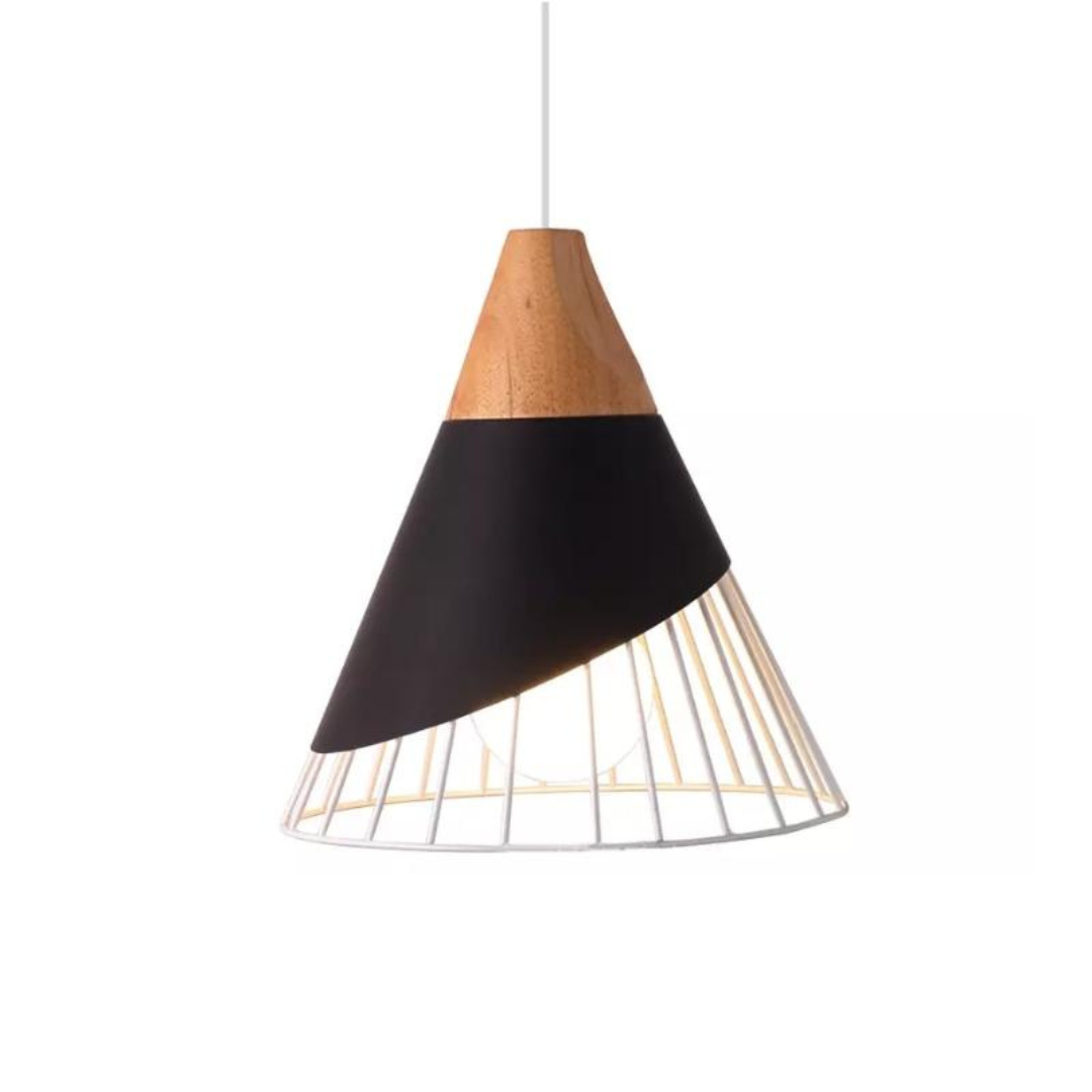 Trendy Scandinavian Industrial Hanging Lamp - UrbanBeam-Black with White Frame-Nora Luxe