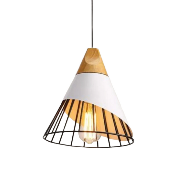Trendy Scandinavian Industrial Hanging Lamp - UrbanBeam-White with Black Frame-Nora Luxe