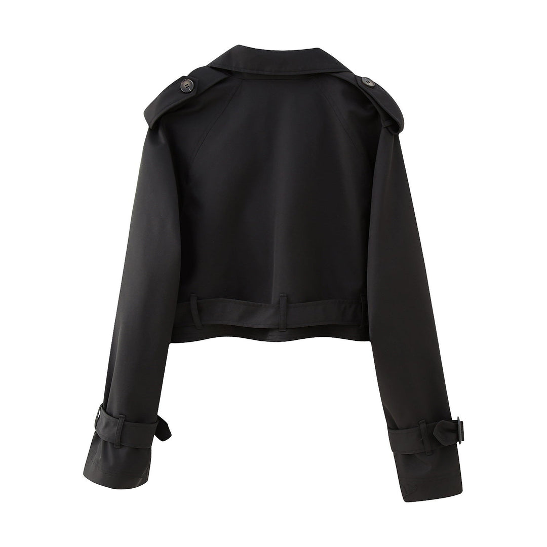 Trendy Short Women's Trench Coat with Belt – Amelie-Beige-XS-Nora Luxe