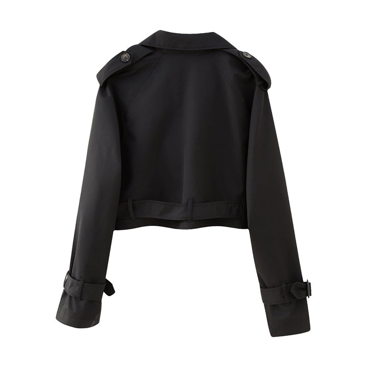 Trendy Short Women's Trench Coat with Belt – Amelie-Beige-XS-Nora Luxe