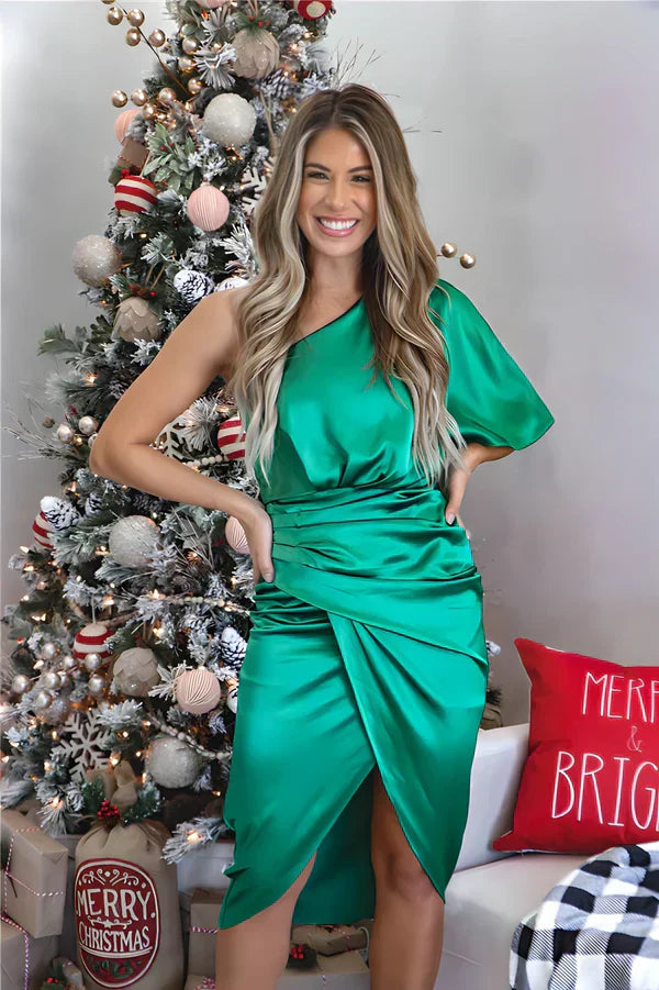 Trendy Silk Party Dress - Celina-Green-XS-The Livary