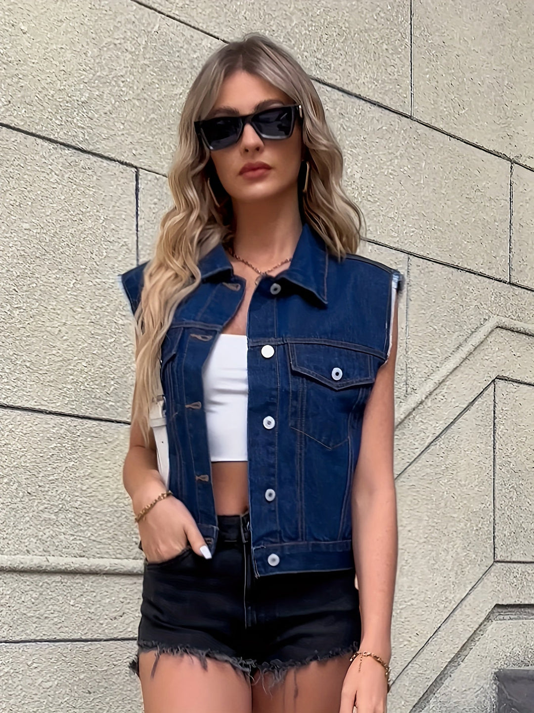 Trendy Sleeveless Denim Vest - Mila-Light blue-XS-Nora Luxe