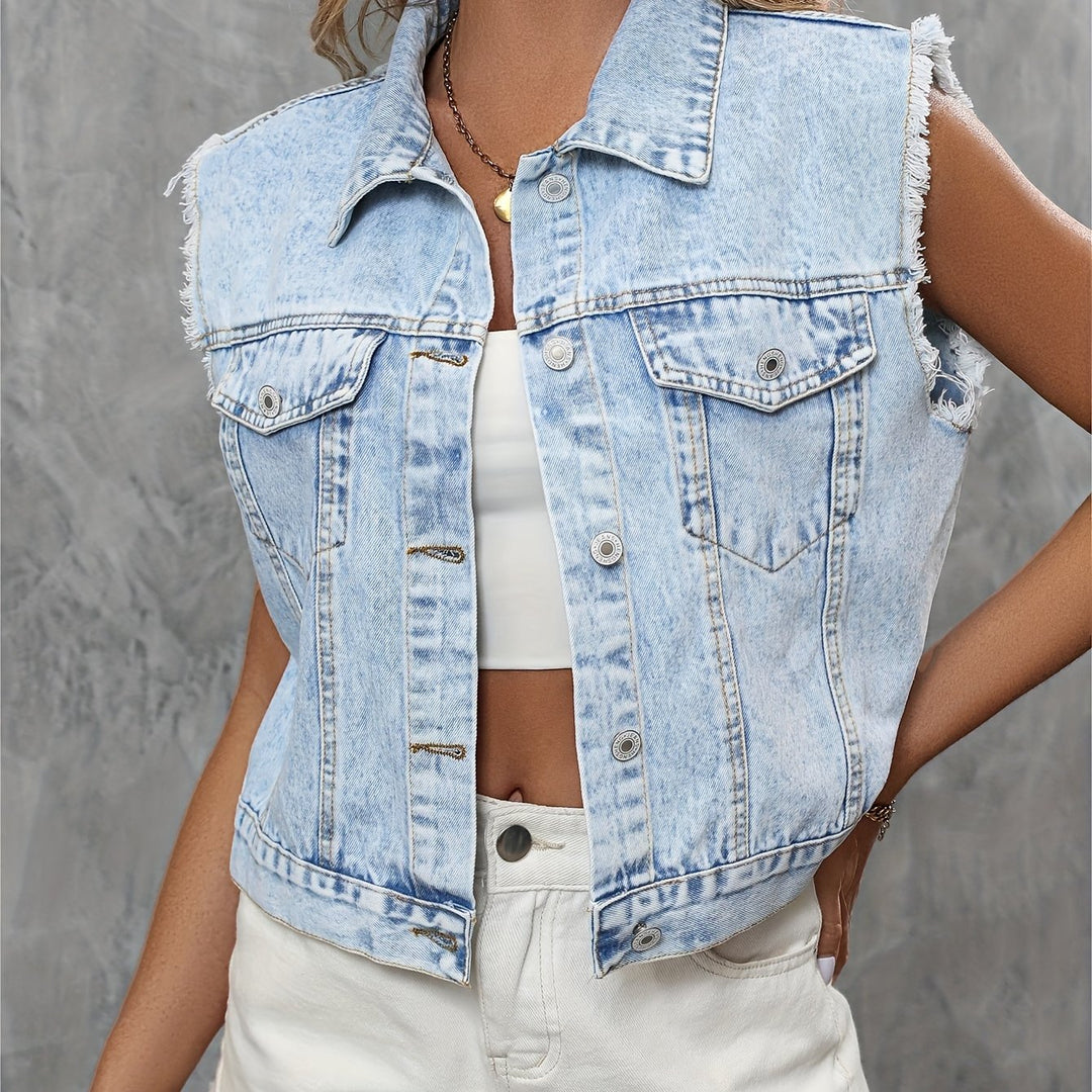 Trendy Sleeveless Denim Vest - Mila-Light blue-XS-Nora Luxe
