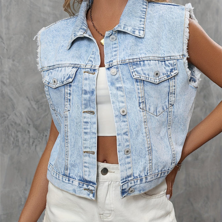 Trendy Sleeveless Denim Vest - Mila-Light blue-XS-Nora Luxe