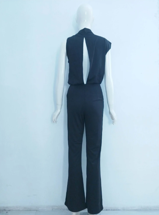 Trendy Sleeveless Jumpsuit - Mira-Black-4-Nora Luxe