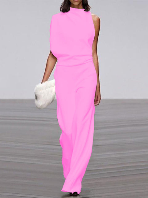 Trendy Sleeveless Jumpsuit - Mira-Pink-4-Nora Luxe