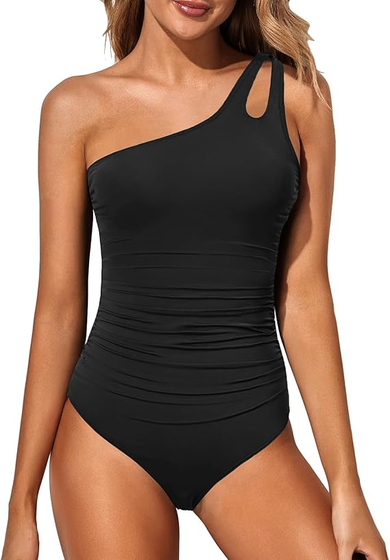 Trendy & Stylish One-Shoulder Swimsuit for Women – Daria-Black-S-Nora Luxe