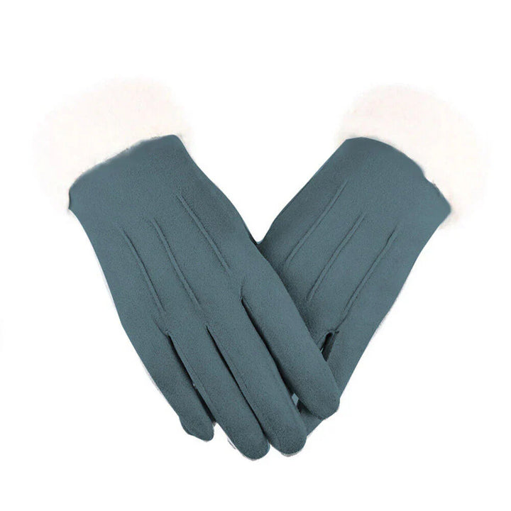Trendy Suede Ladies Gloves - Mirella-Blue-Nora Luxe