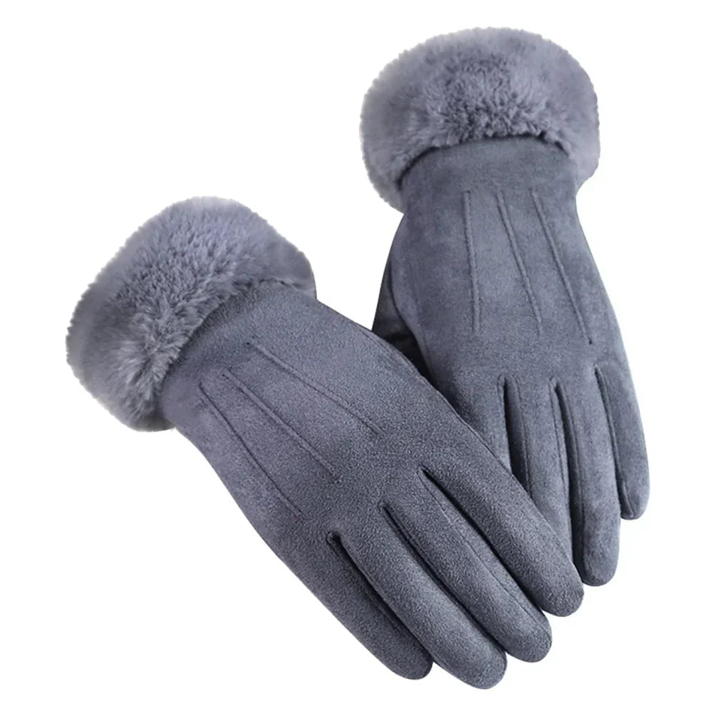 Trendy Suede Ladies Gloves - Mirella-Gray-Nora Luxe