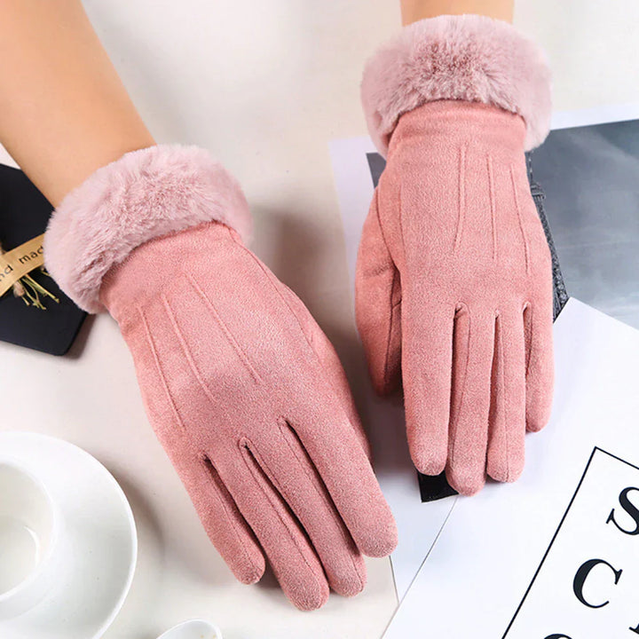 Trendy Suede Ladies Gloves - Mirella-Pink-Nora Luxe