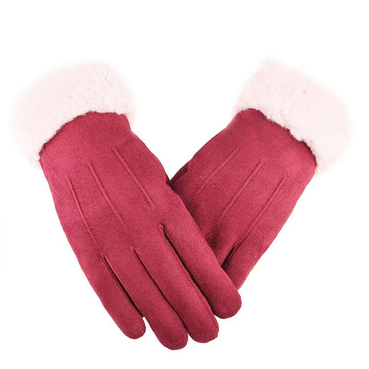 Trendy Suede Ladies Gloves - Mirella-Red-Nora Luxe