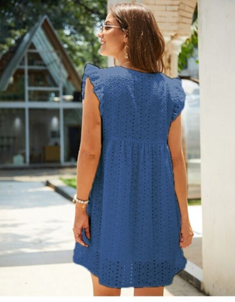 Trendy summer mini dress with ruffled sleeves – Elina-Black-XS-Nora Luxe