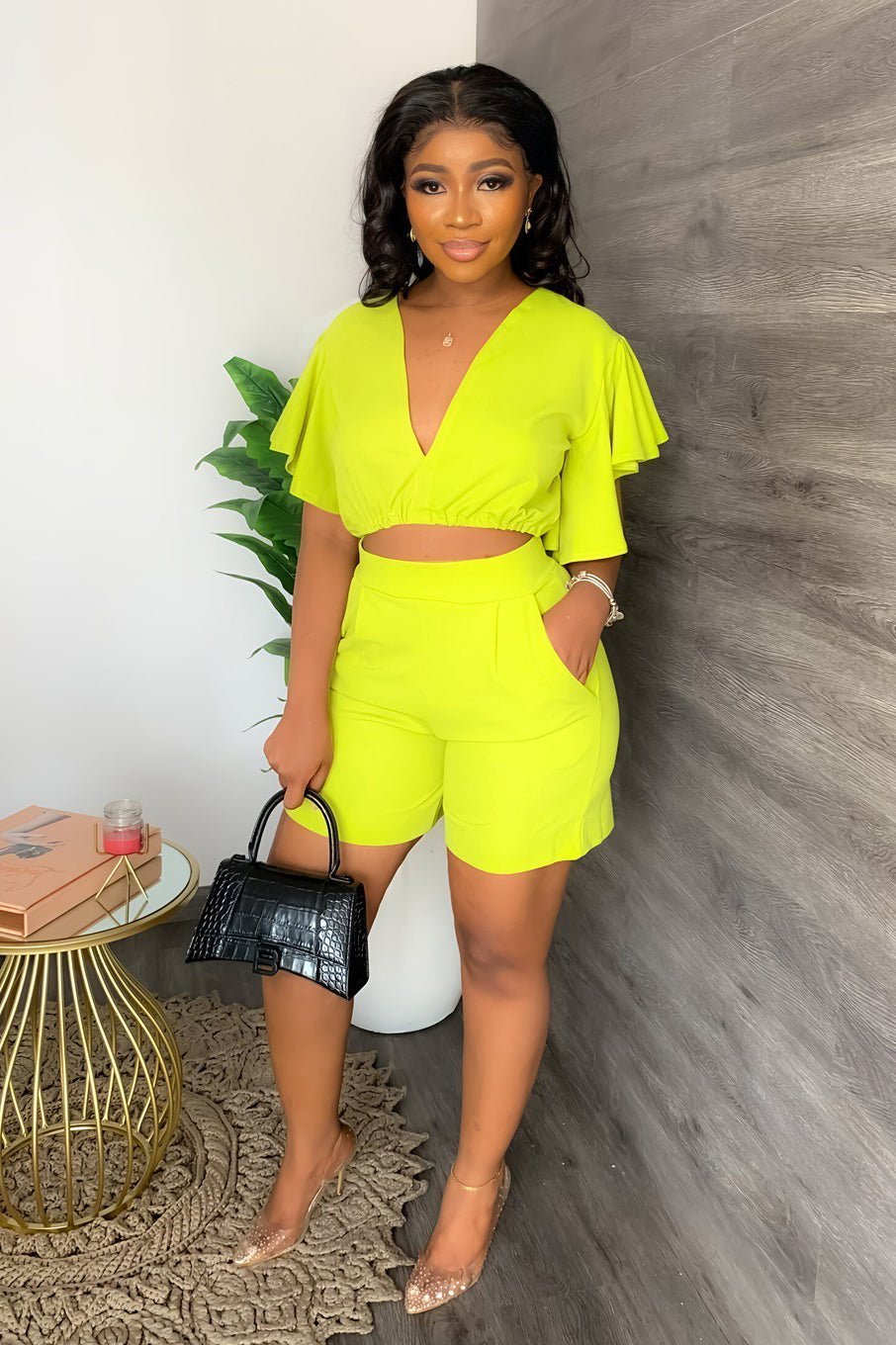 Trendy summer two-piece set with pleated design – Marlene-Green-S-Nora Luxe