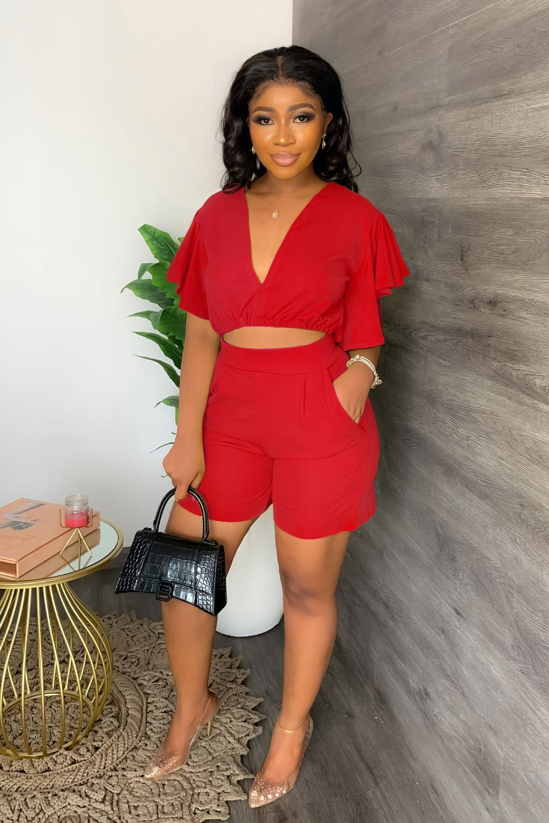 Trendy summer two-piece set with pleated design – Marlene-Green-S-Nora Luxe