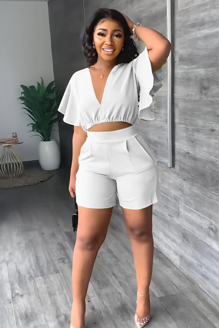 Trendy summer two-piece set with pleated design – Marlene-White-S-Nora Luxe