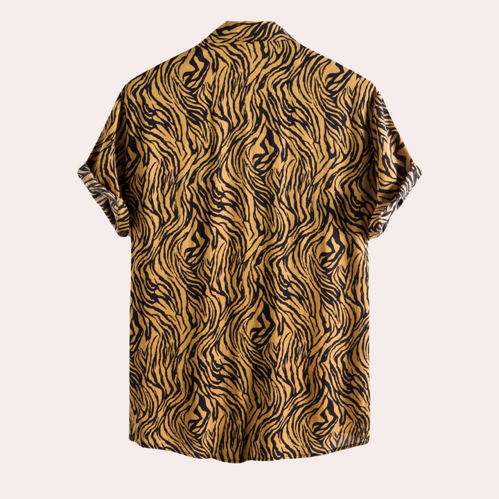 Trendy Tiger Print Shirt with Button Closure - Oscar-S-Nora Luxe