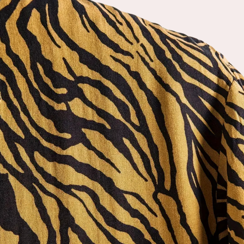 Trendy Tiger Print Shirt with Button Closure - Oscar-S-Nora Luxe