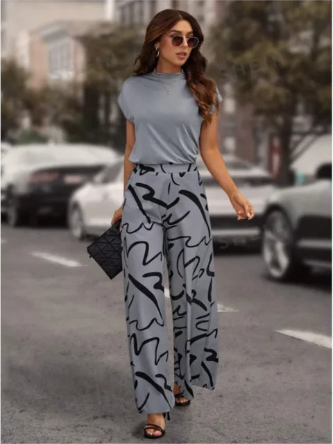 Trendy Trousers with Print - Sara-Gray-S-Nora Luxe
