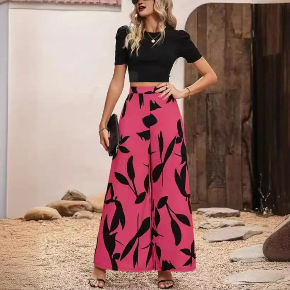 Trendy Trousers with Print - Sara-Pink-S-Nora Luxe